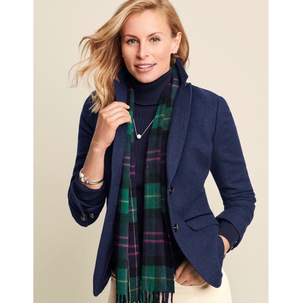 NEW Talbots Shetland Wool Blazer Navy Jacket Women's 8 Business Chic Casual $179